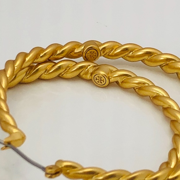 Tory Burch Jewelry New 8k Gp Tory Burch Torsade Twisted Braid Hoops